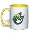 Mug with a colored handle The dragon's tail yellow фото