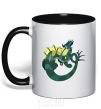 Mug with a colored handle The dragon's tail black фото