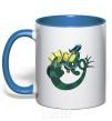 Mug with a colored handle The dragon's tail royal-blue фото