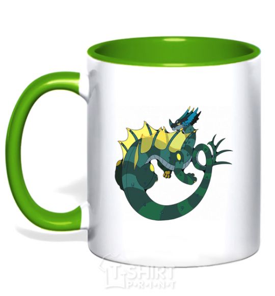 Mug with a colored handle The dragon's tail kelly-green фото