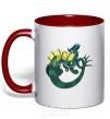 Mug with a colored handle The dragon's tail red фото