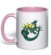 Mug with a colored handle The dragon's tail light-pink фото