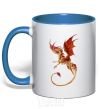 Mug with a colored handle Flying dragon royal-blue фото