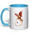 Mug with a colored handle Flying dragon sky-blue фото