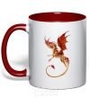 Mug with a colored handle Flying dragon red фото