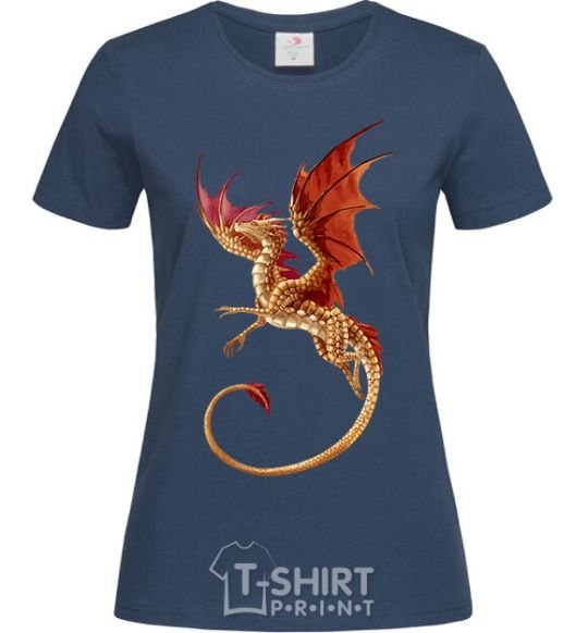 Women's T-shirt Flying dragon navy-blue фото
