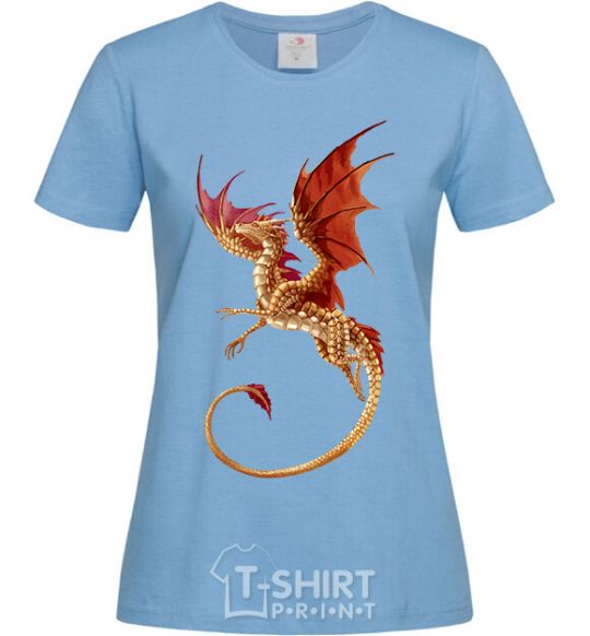 Women's T-shirt Flying dragon sky-blue фото