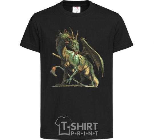 Kids T-shirt Realistic dragon black фото