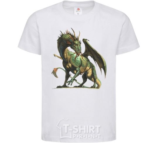 Kids T-shirt Realistic dragon White фото