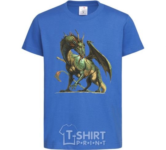 Kids T-shirt Realistic dragon royal-blue фото