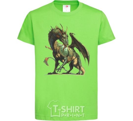 Kids T-shirt Realistic dragon orchid-green фото
