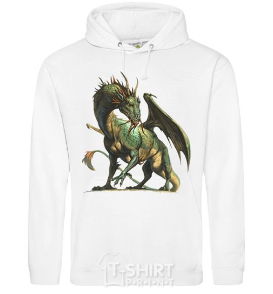 Men`s hoodie Realistic dragon White фото