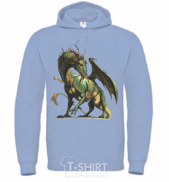 Men`s hoodie Realistic dragon sky-blue фото