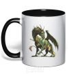 Mug with a colored handle Realistic dragon black фото