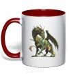 Mug with a colored handle Realistic dragon red фото