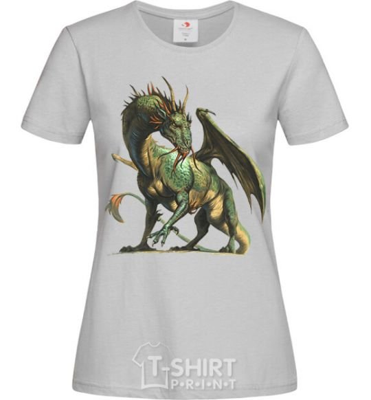 Women's T-shirt Realistic dragon grey фото