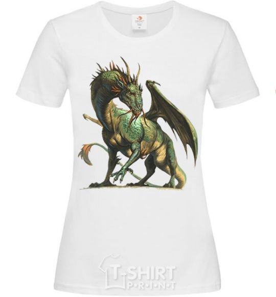 Women's T-shirt Realistic dragon White фото