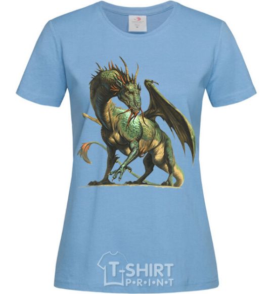 Women's T-shirt Realistic dragon sky-blue фото