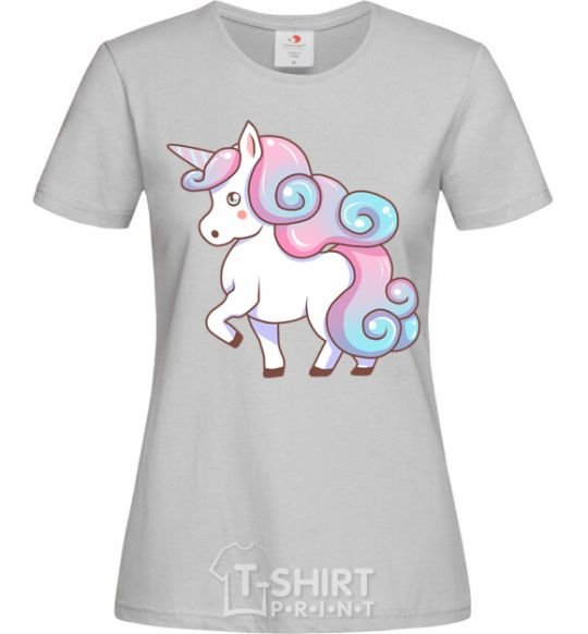 Women's T-shirt Pastel unicorn grey фото