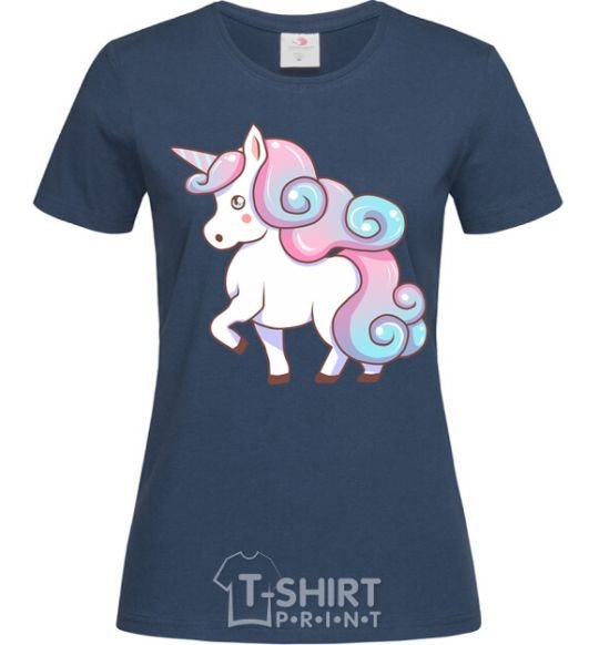 Women's T-shirt Pastel unicorn navy-blue фото