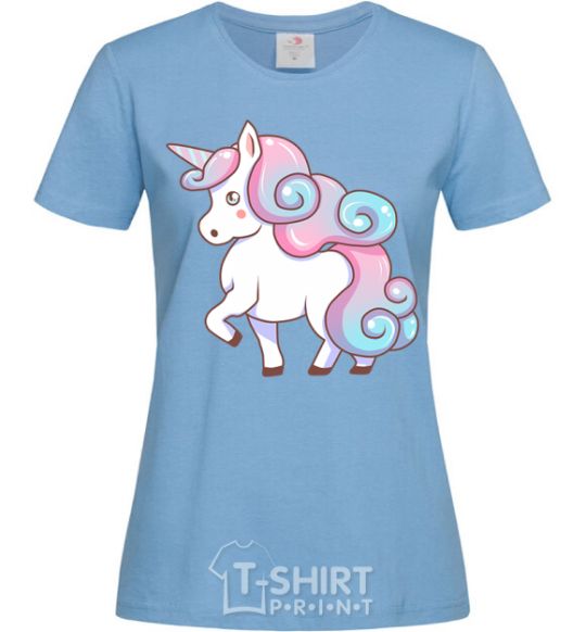 Women's T-shirt Pastel unicorn sky-blue фото