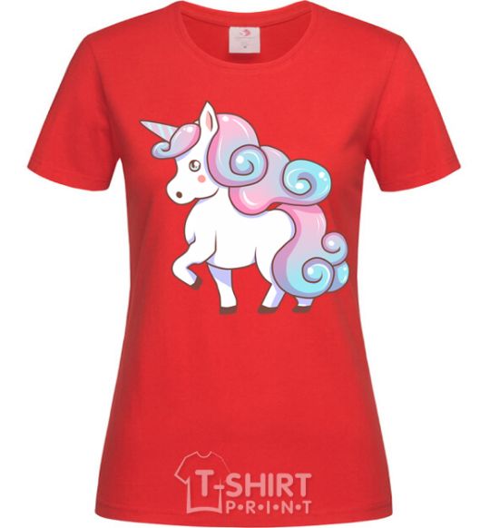 Women's T-shirt Pastel unicorn red фото