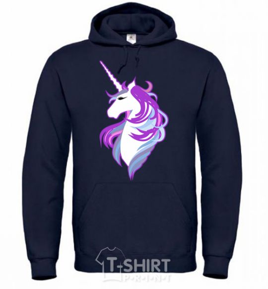 Men`s hoodie Violet unicorn navy-blue фото