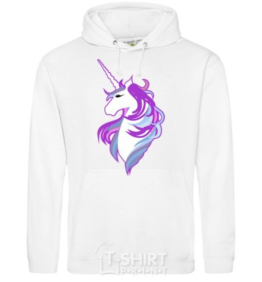 Men`s hoodie Violet unicorn White фото
