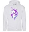 Мужская толстовка (худи) Violet unicorn Серый меланж фото