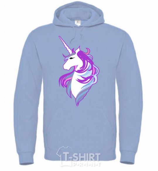 Men`s hoodie Violet unicorn sky-blue фото