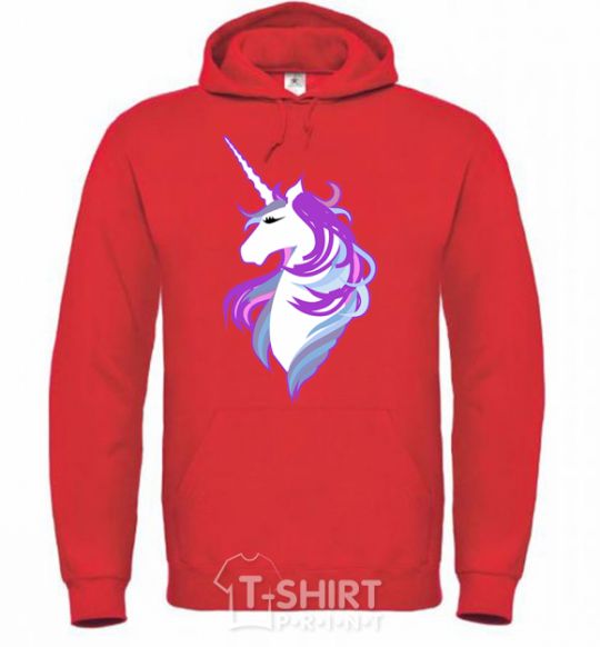Men`s hoodie Violet unicorn bright-red фото