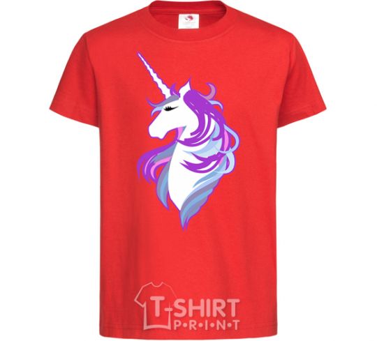 Kids T-shirt Violet unicorn red фото