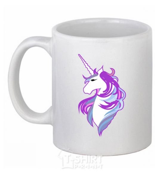 Ceramic mug Violet unicorn White фото