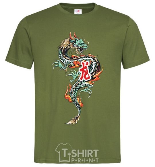 Men's T-Shirt Dragon Hieroglyph millennial-khaki фото