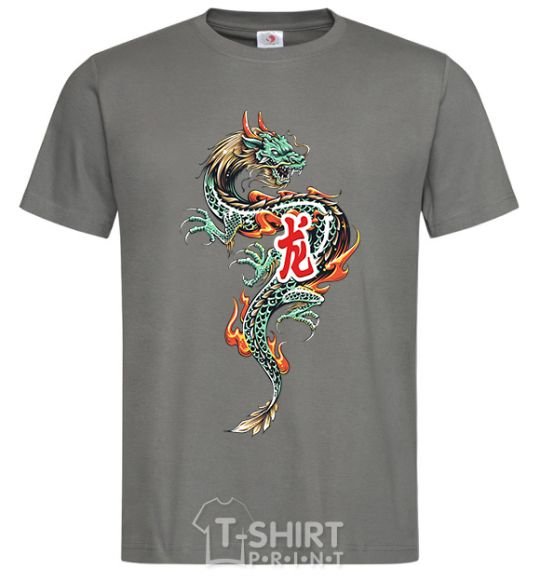 Men's T-Shirt Dragon Hieroglyph dark-grey фото