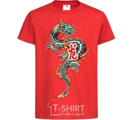 Kids T-shirt Dragon Hieroglyph red фото