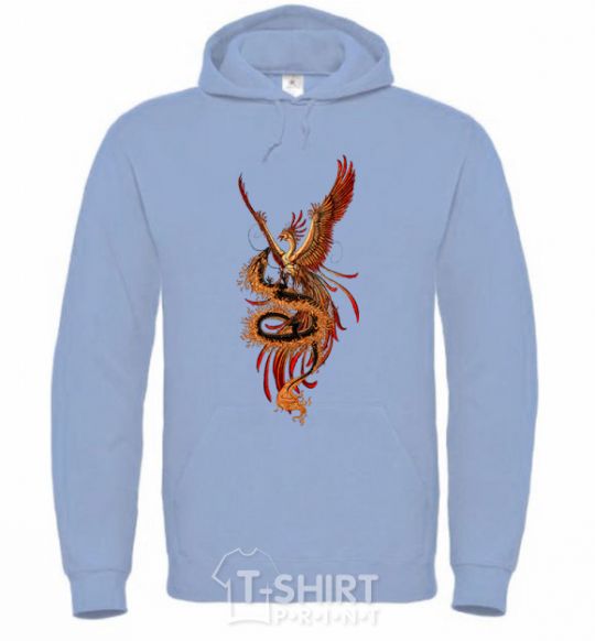 Men`s hoodie Dragon Hummingbird sky-blue фото