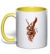 Mug with a colored handle Dragon Hummingbird yellow фото