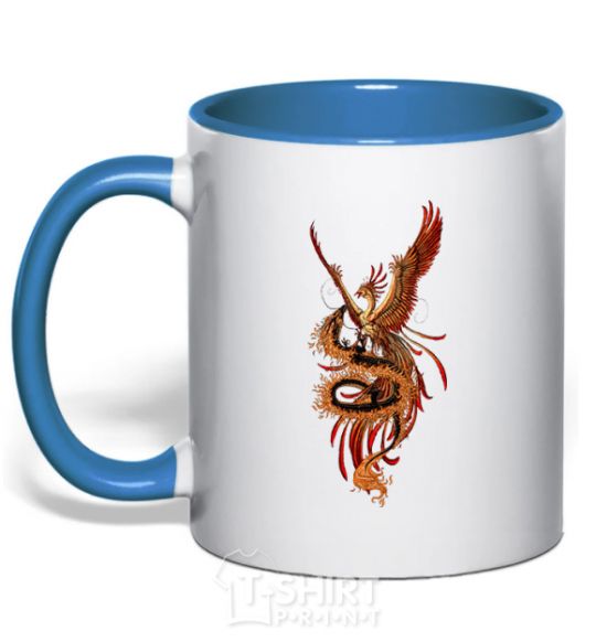 Mug with a colored handle Dragon Hummingbird royal-blue фото