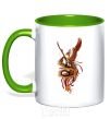 Mug with a colored handle Dragon Hummingbird kelly-green фото