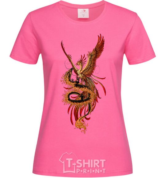 Женская футболка Дракон Жарптица Ярко-розовый фото
