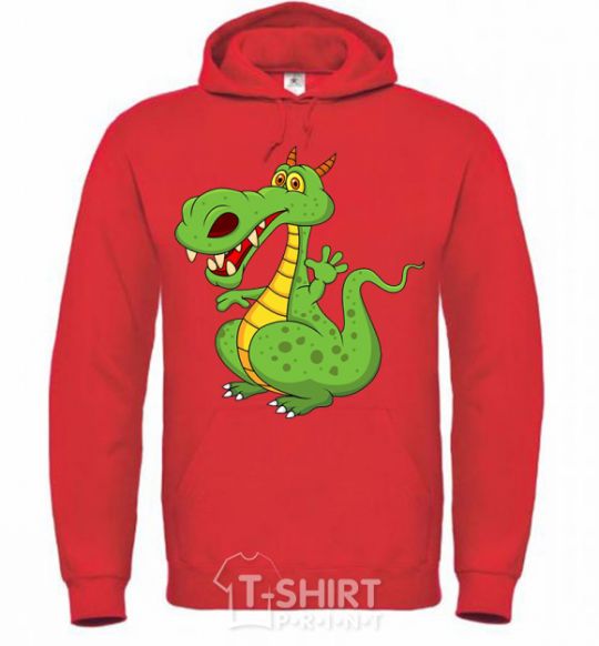Men`s hoodie A cartoon dragon bright-red фото