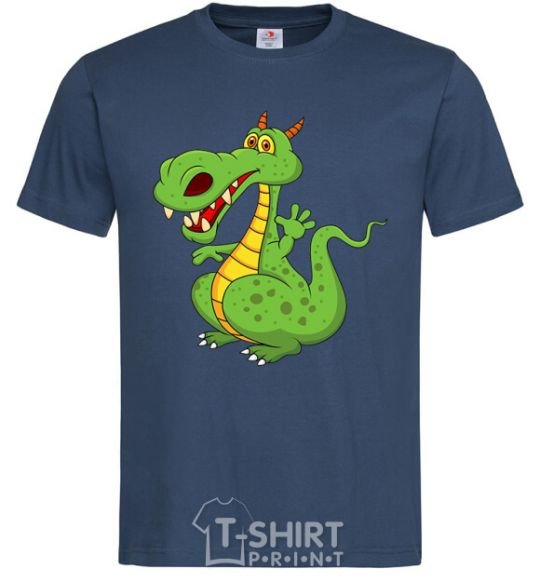 Men's T-Shirt A cartoon dragon navy-blue фото