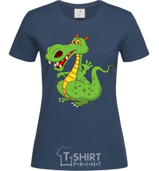 Women's T-shirt A cartoon dragon navy-blue фото