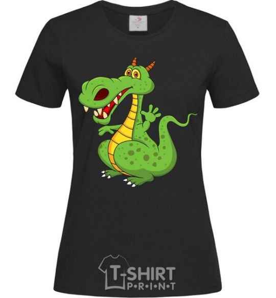 Women's T-shirt A cartoon dragon black фото