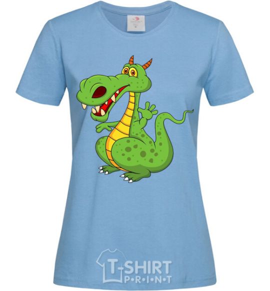 Women's T-shirt A cartoon dragon sky-blue фото