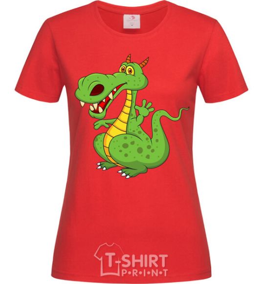 Women's T-shirt A cartoon dragon red фото