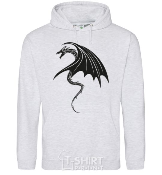 Men`s hoodie Angry black dragon sport-grey фото