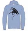 Men`s hoodie Angry black dragon sky-blue фото