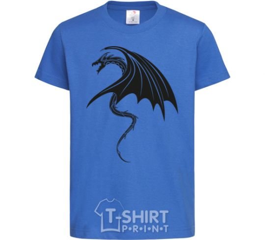 Kids T-shirt Angry black dragon royal-blue фото